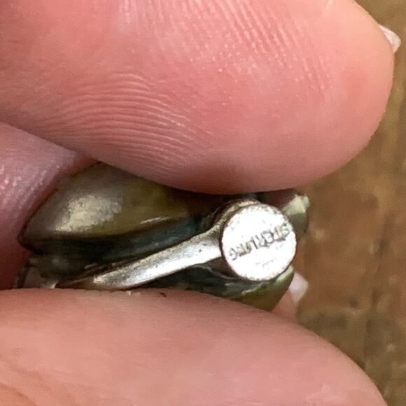 Vintage 30s 40s STERLING white clear Rhinestone Cluster Screw back earrings - Picture 4 of 7